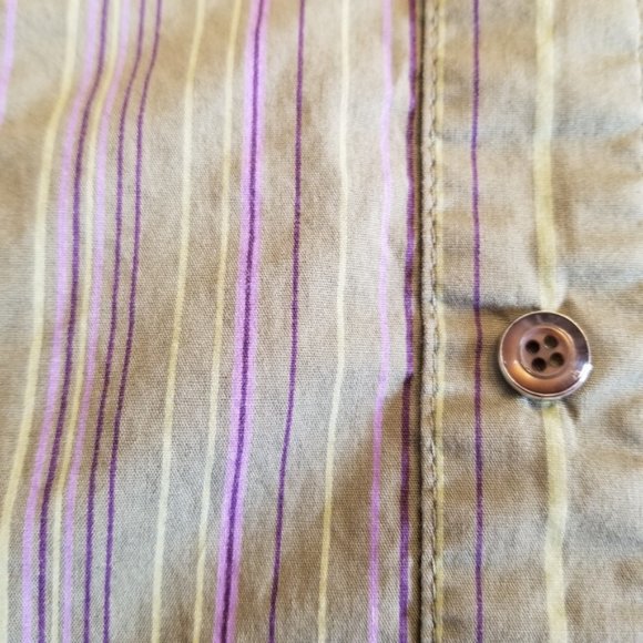 (8) Lole Snap Blouse Athleisure Adventure Outdoors Striped Green Casual - Picture 9 of 9